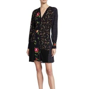 Alexander McQueen Black Floral Patchwork Boudoir Long Sleeve Mini Dress